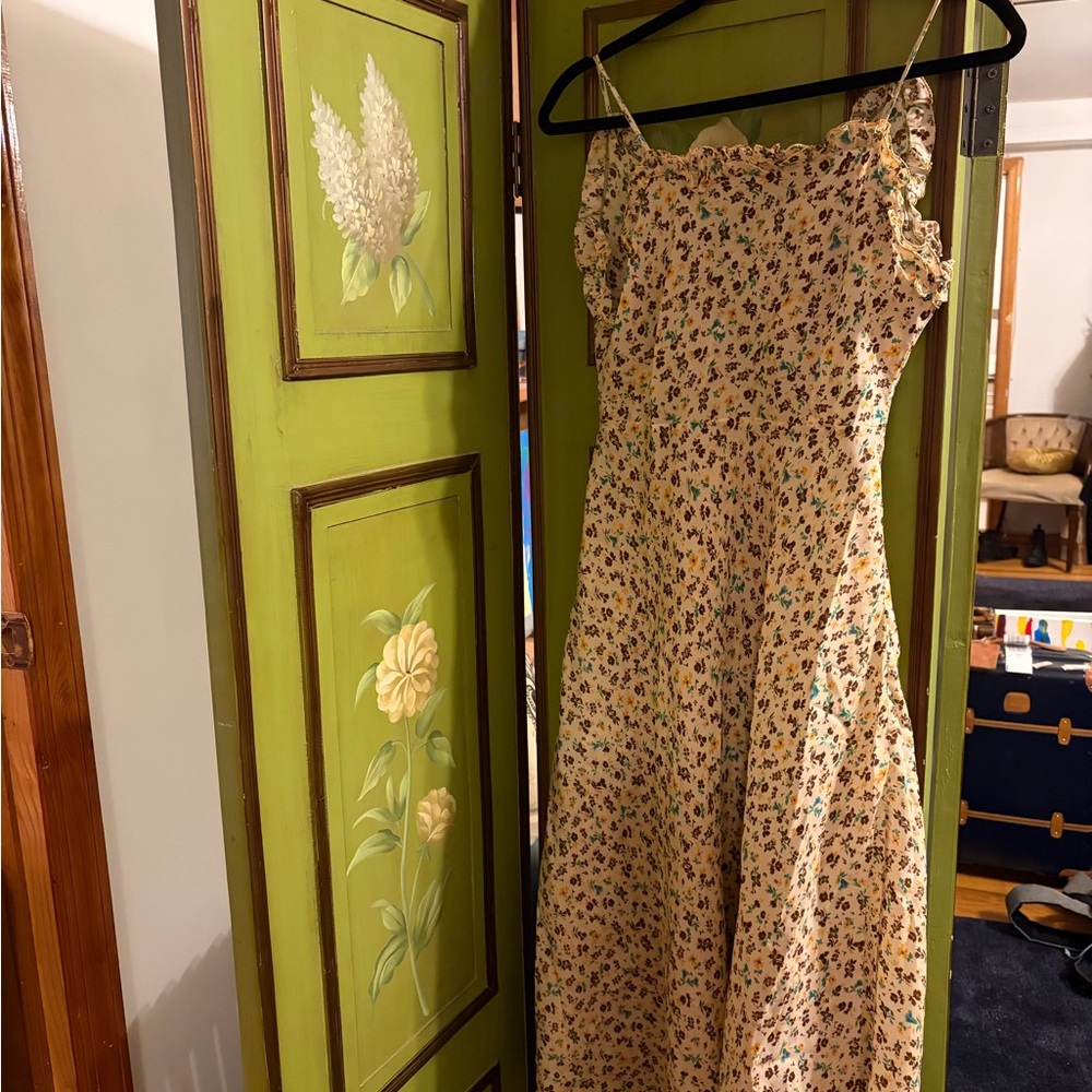 Vintage Floral Spaghetti Strap slip ruffle Dress - Picture 7 of 8